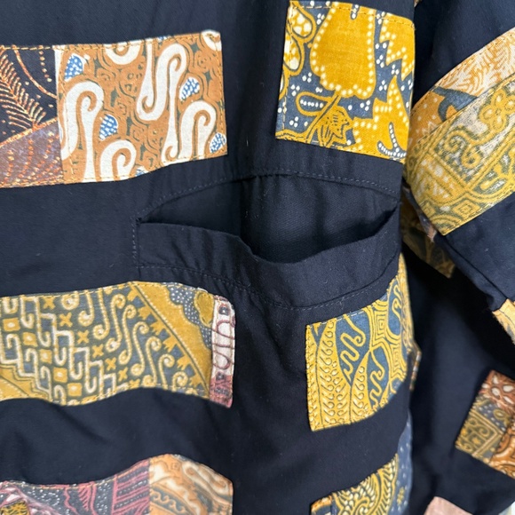 SOLD--Vintage Boho Indonesian Block Print Rayon Shirt Jacket--SOLD - Picture 6 of 9